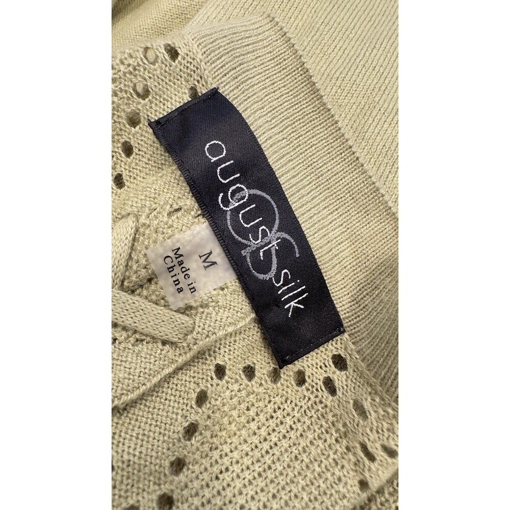 August Silk Size M  Pistachio Sweater Cardigan criss cross back cottage casual - Picture 7 of 11